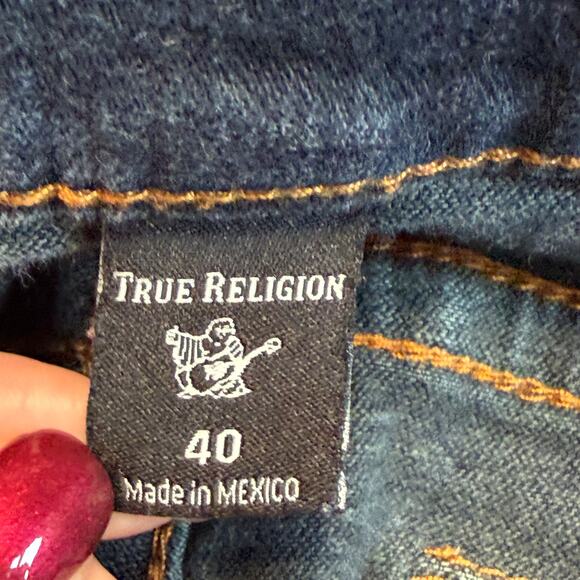 True Religion Ricky Dk Blue Relaxed Straight Denim Jeans Men's Size 40 x 24 - Picture 5 of 8